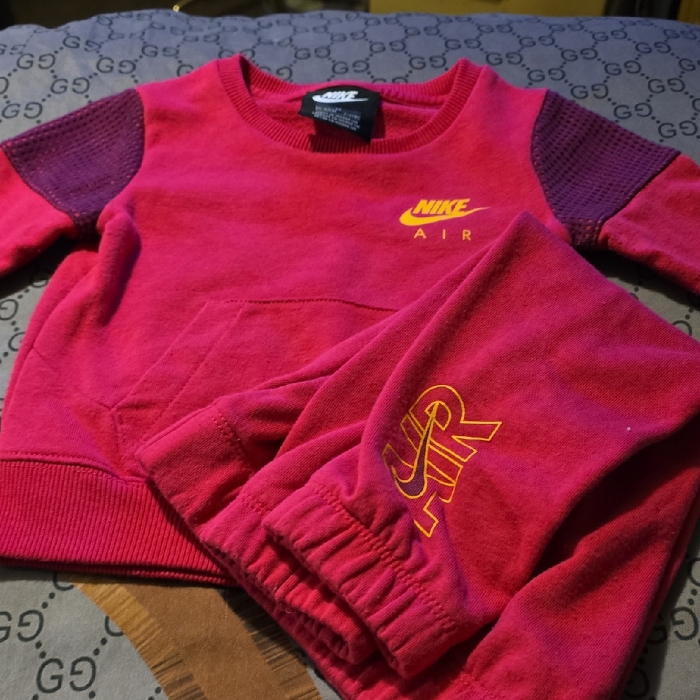 Nike Red and Yellow Sweatshirt with Elastic Hem